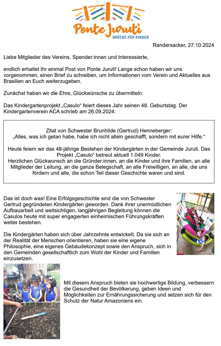 Unser Infobrief vom Oktober 2024